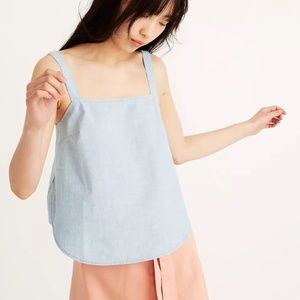 Madewell Blue Chambray Curved-Hem Cami Tank